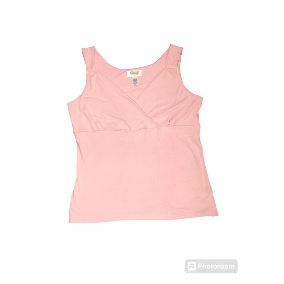 Talbots Womens Sleeveless Tank Top M Pink Surplice Neck Rayon Stretch Casual Wor - Picture 1 of 6